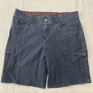 RIDERS BY LEE MID RISE BERMUDA WOMENS Size‎ 16 Medium Compression Wash Denim